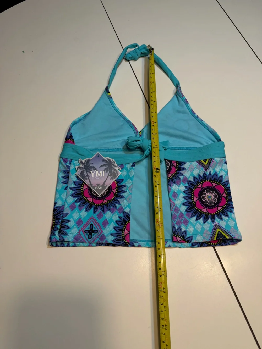 YMI girls 14 halter-style tankini bikini top with matching side-tie bottoms NWT